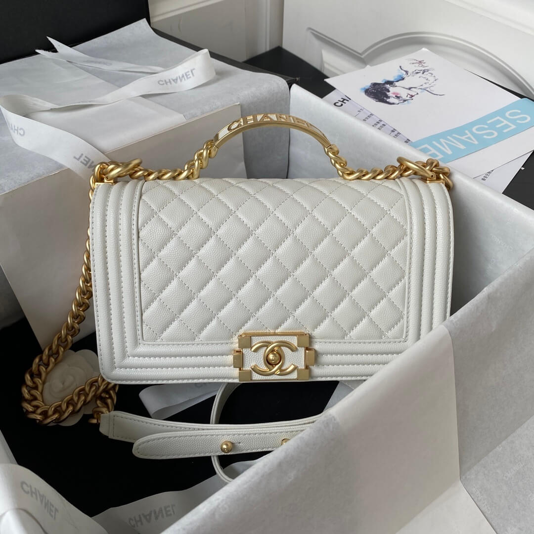 Boy Chanel Flap Medium Quilted Caviar Leather Shoulder Crossbody HandBag - Image 19
