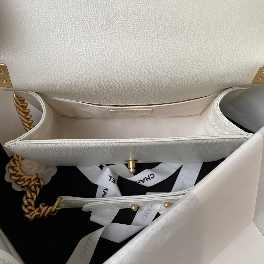 Boy Chanel Flap Medium Quilted Caviar Leather Shoulder Crossbody HandBag - Image 21