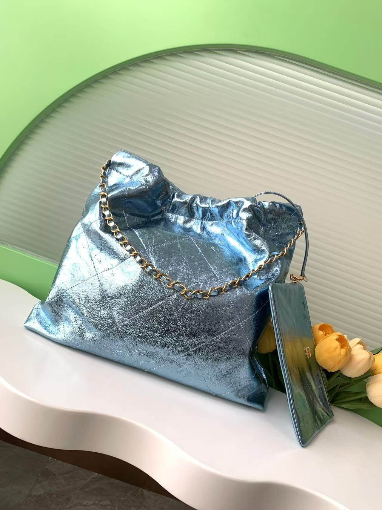 Chanel 22 Mini - Small - Medium Metallic Calfskin Leather Shoulder Handbag - Image 101