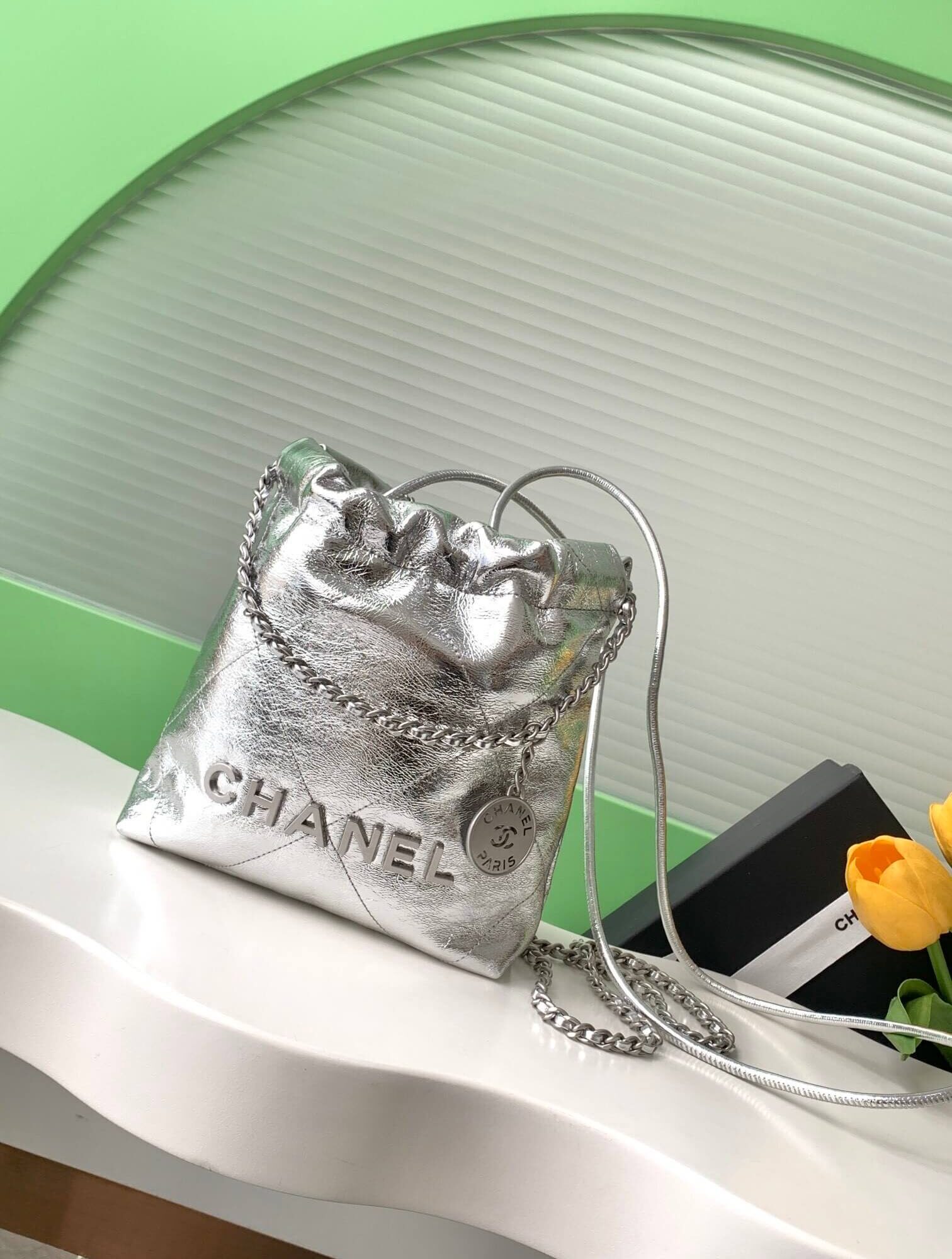 Chanel 22 Mini - Small - Medium Metallic Calfskin Leather Shoulder Handbag