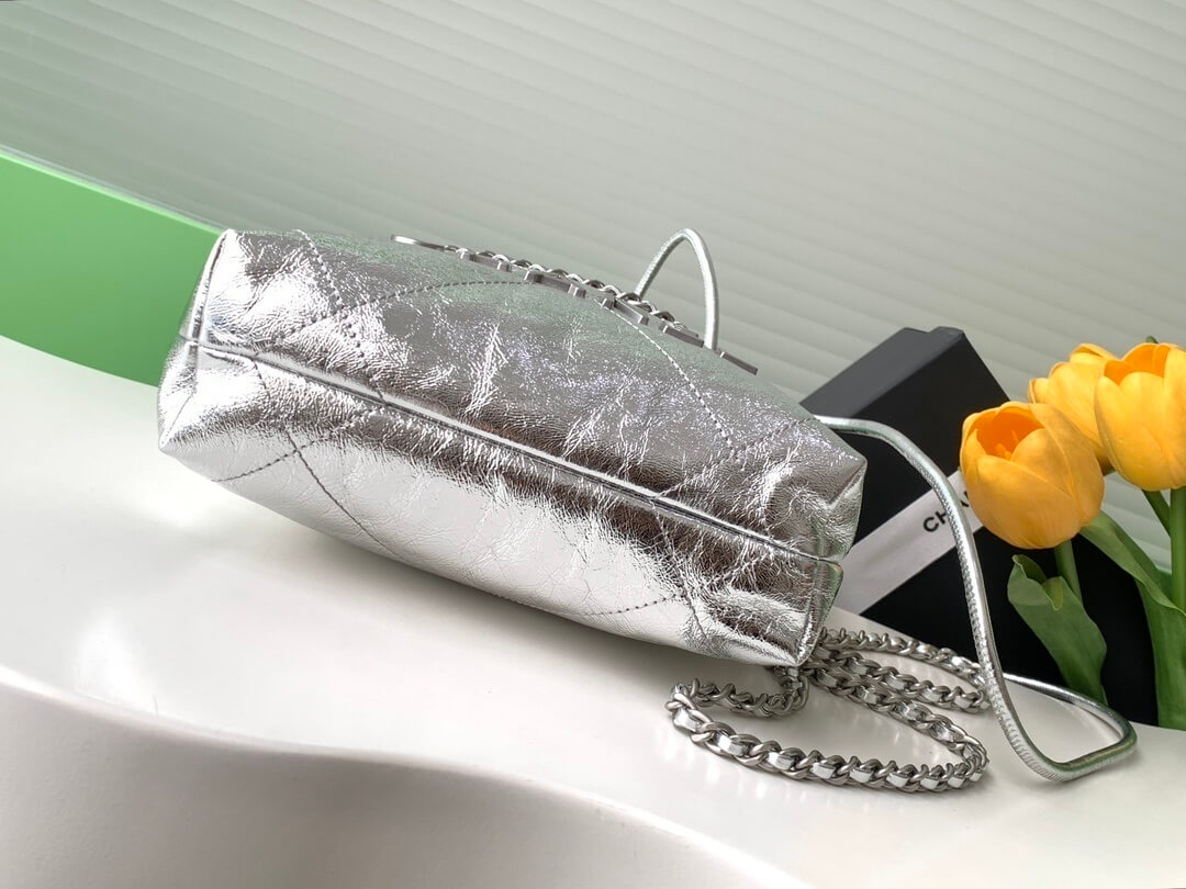 Chanel 22 Mini - Small - Medium Metallic Calfskin Leather Shoulder Handbag - Image 9