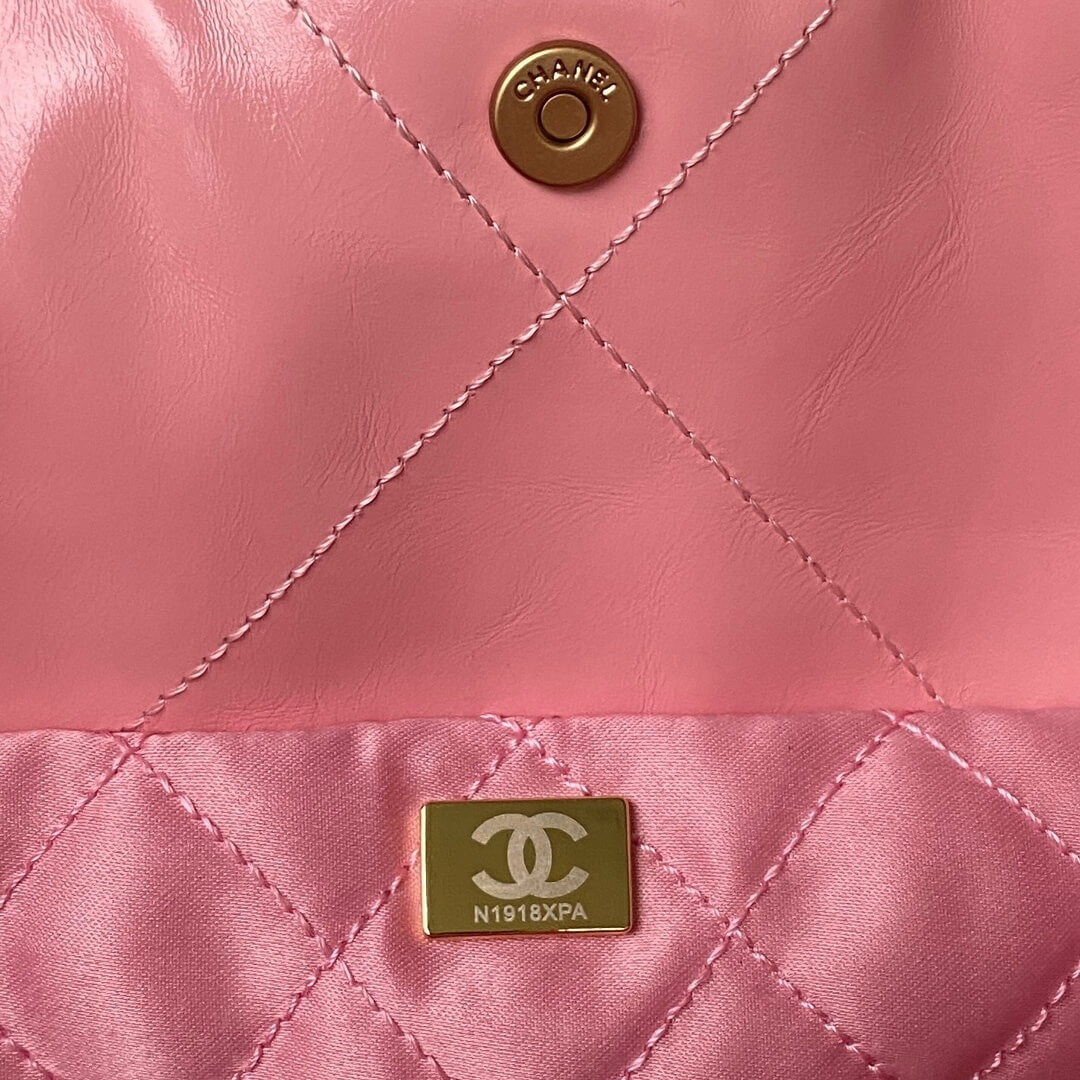 Chanel 22 Shiny Calfskin Shoulder Handbag Pink - Black - Yellow - Image 5