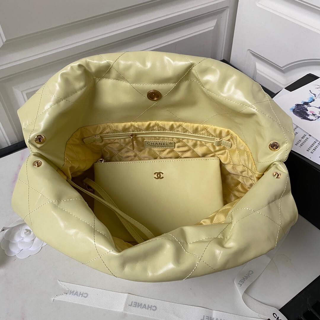 Chanel 22 Shiny Calfskin Shoulder Handbag Pink - Black - Yellow - Image 21