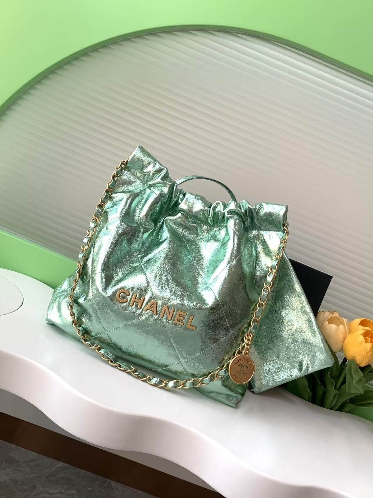 Chanel 22 Mini - Small - Medium Metallic Calfskin Leather Shoulder Handbag - Image 64