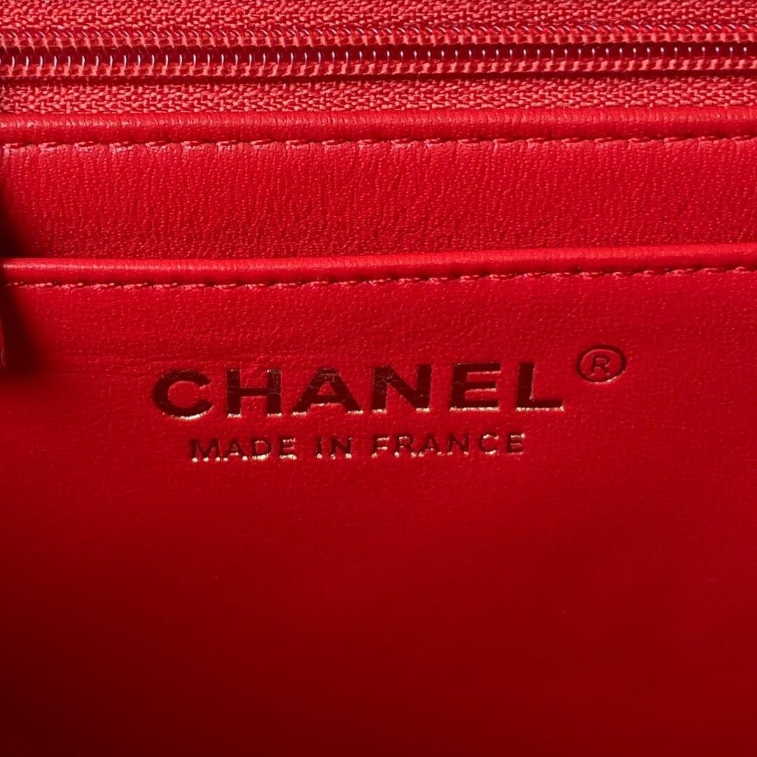 Chanel 23K Mini Flap Top Handle Quilted Lambskin Leather Shoulder Crossbody Handbag - Image 4