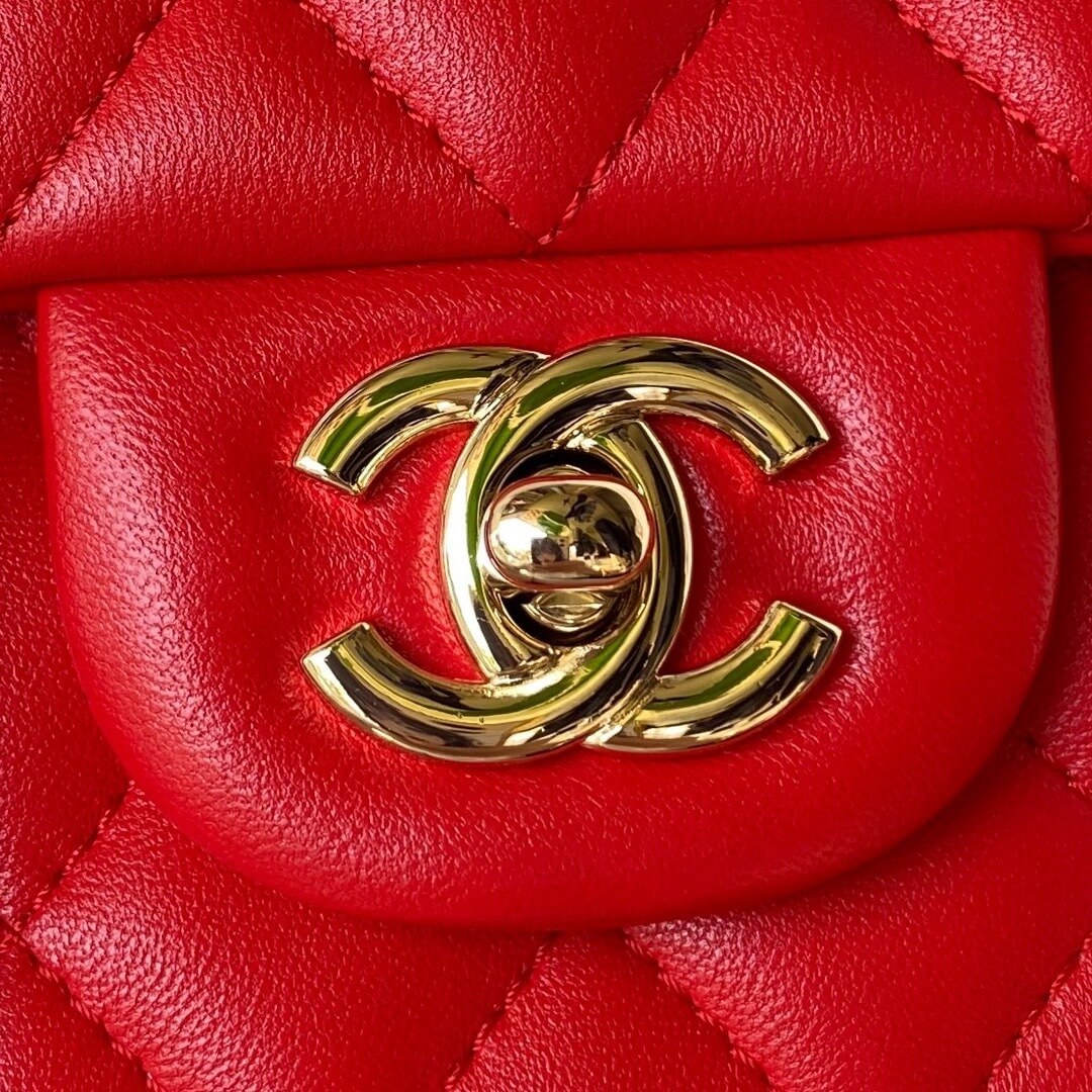 Chanel 23K Mini Flap Top Handle Quilted Lambskin Leather Shoulder Crossbody Handbag - Image 6