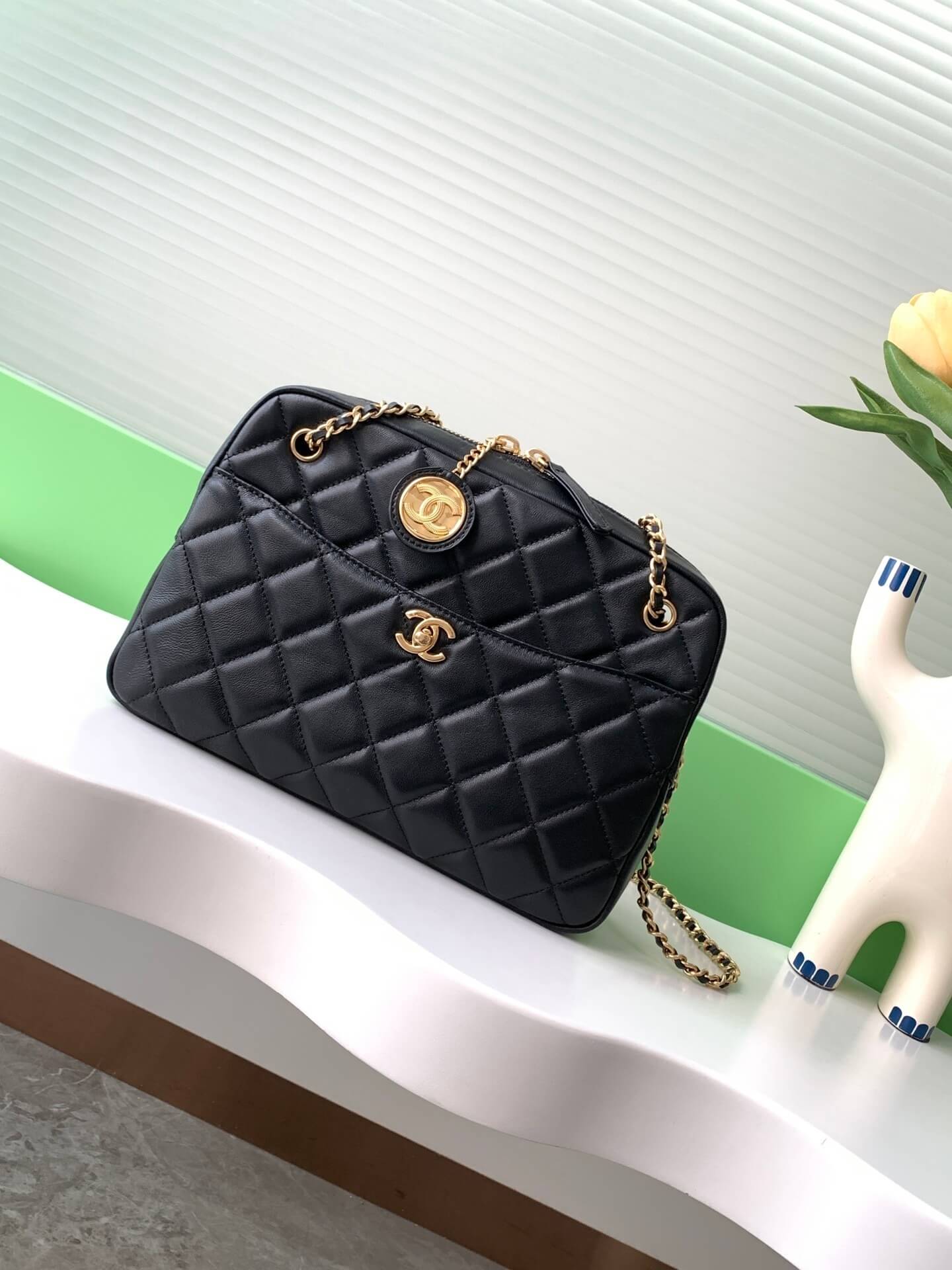 Chanel 24K Mini - Small Camera Case Quilted Lambskin Shoulder Crossbody Bag - Image 10