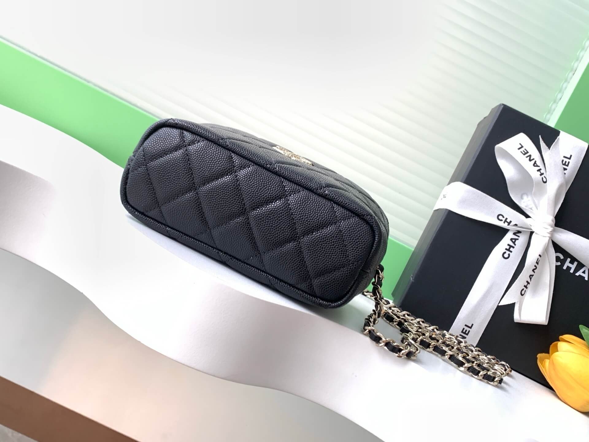 Chanel 25C Small Hobo Grained Caviar Leather Shoulder Crossbody Handbag - Image 35