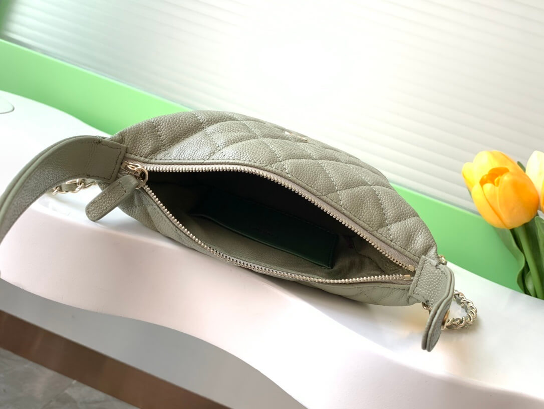 Chanel 25C Small Hobo Grained Caviar Leather Shoulder Crossbody Handbag - Image 12