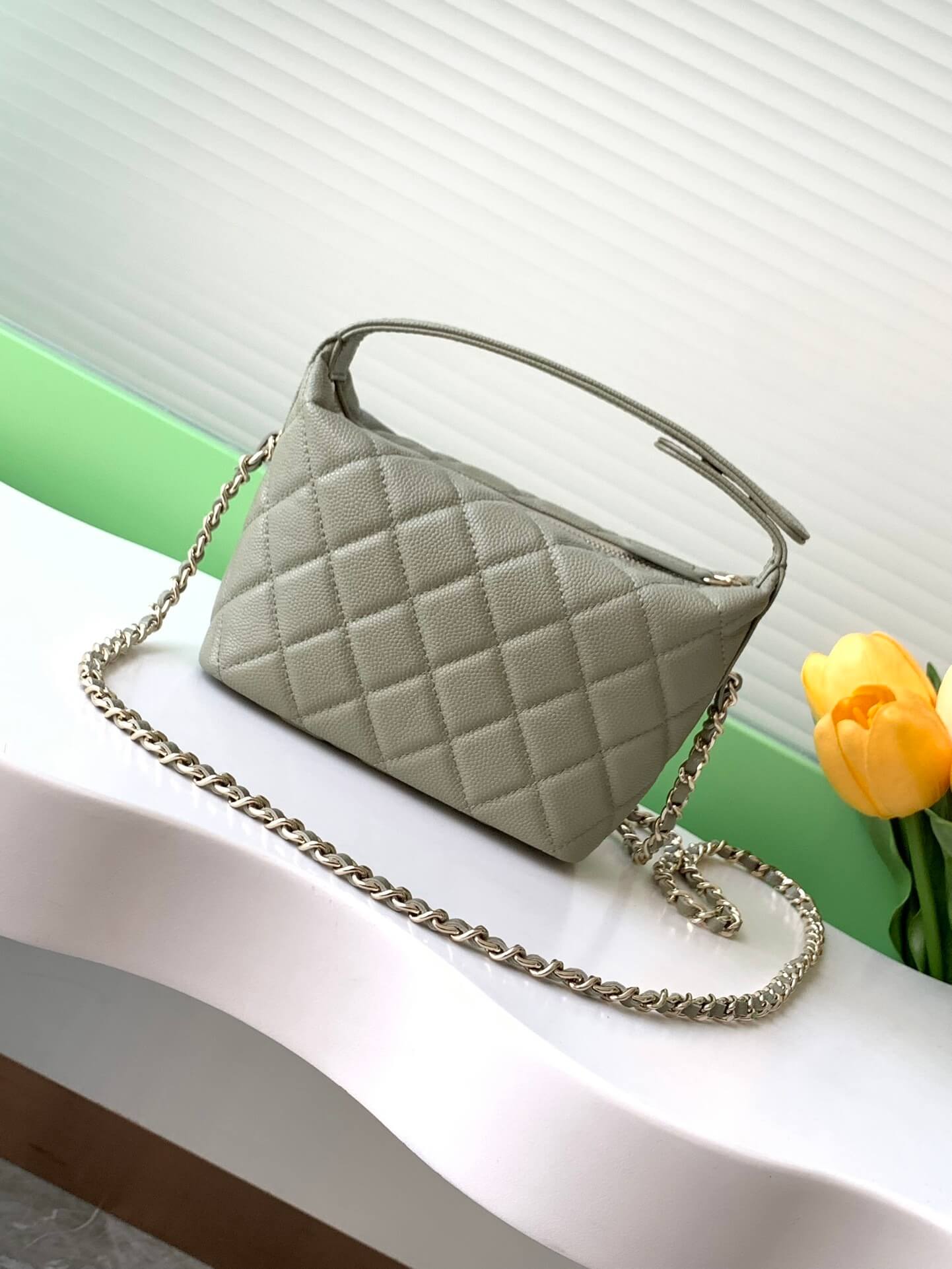 Chanel 25C Small Hobo Grained Caviar Leather Shoulder Crossbody Handbag - Image 11