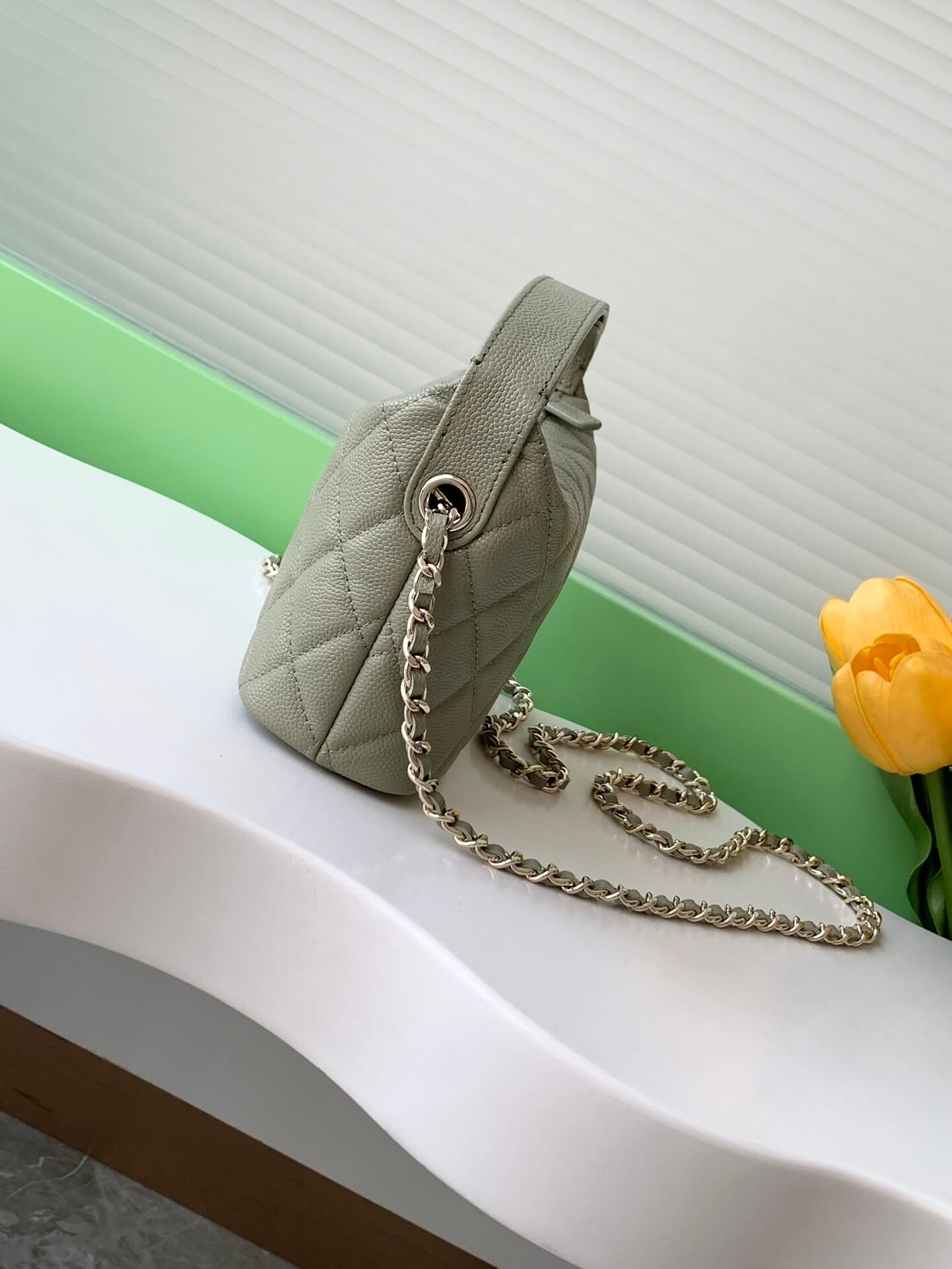 Chanel 25C Small Hobo Grained Caviar Leather Shoulder Crossbody Handbag - Image 17