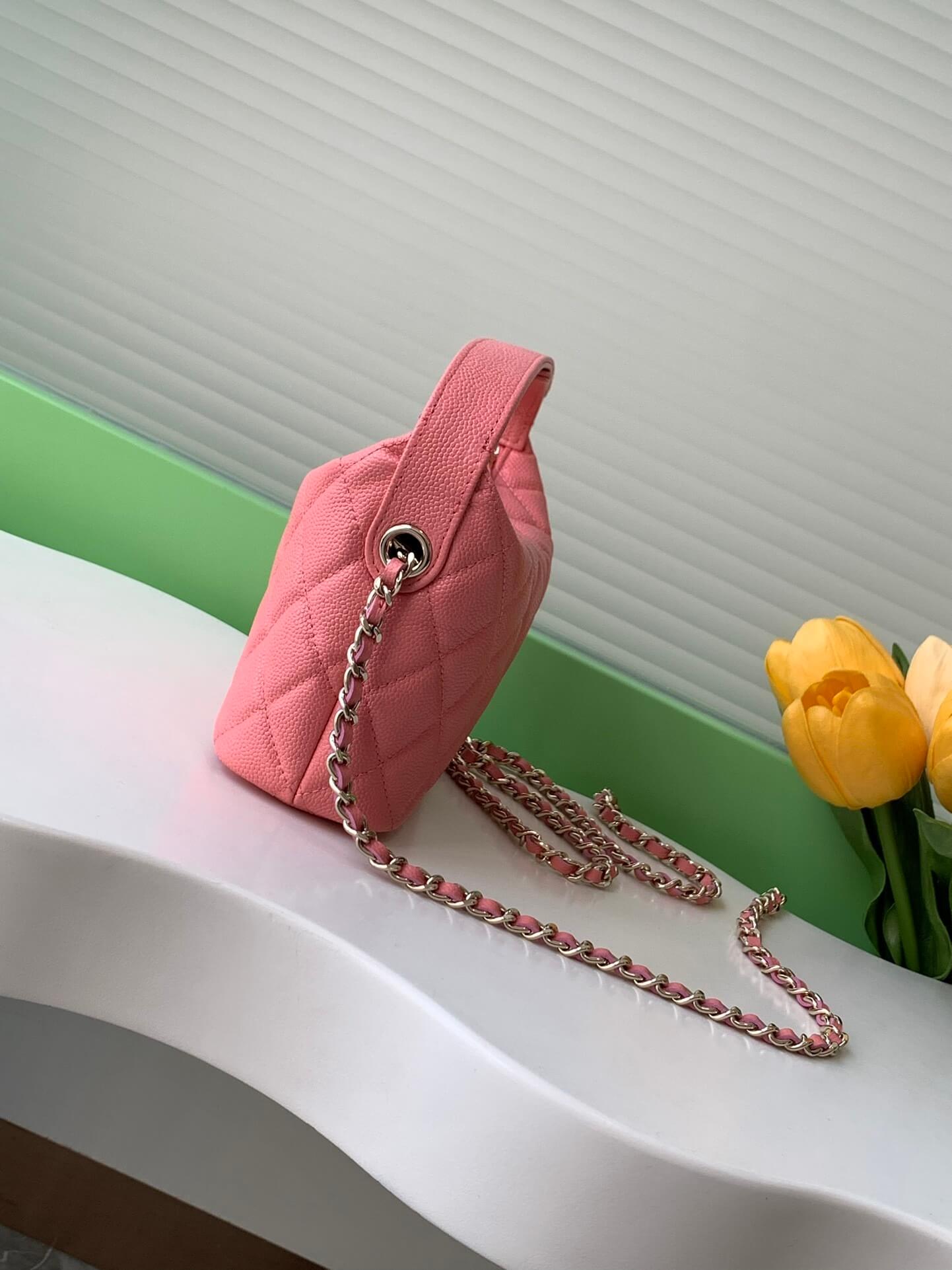 Chanel 25C Small Hobo Grained Caviar Leather Shoulder Crossbody Handbag - Image 8