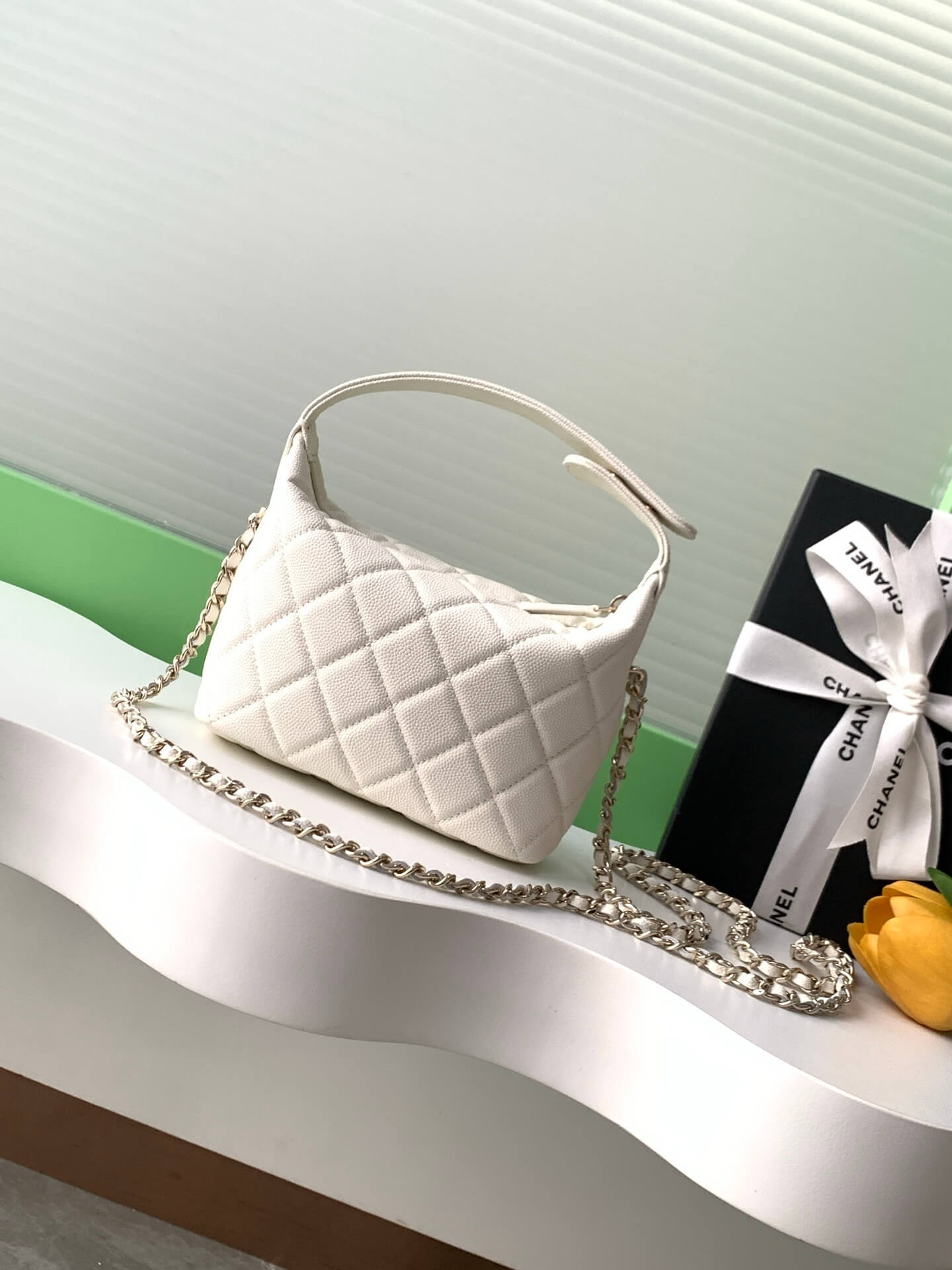 Chanel 25C Small Hobo Grained Caviar Leather Shoulder Crossbody Handbag - Image 46