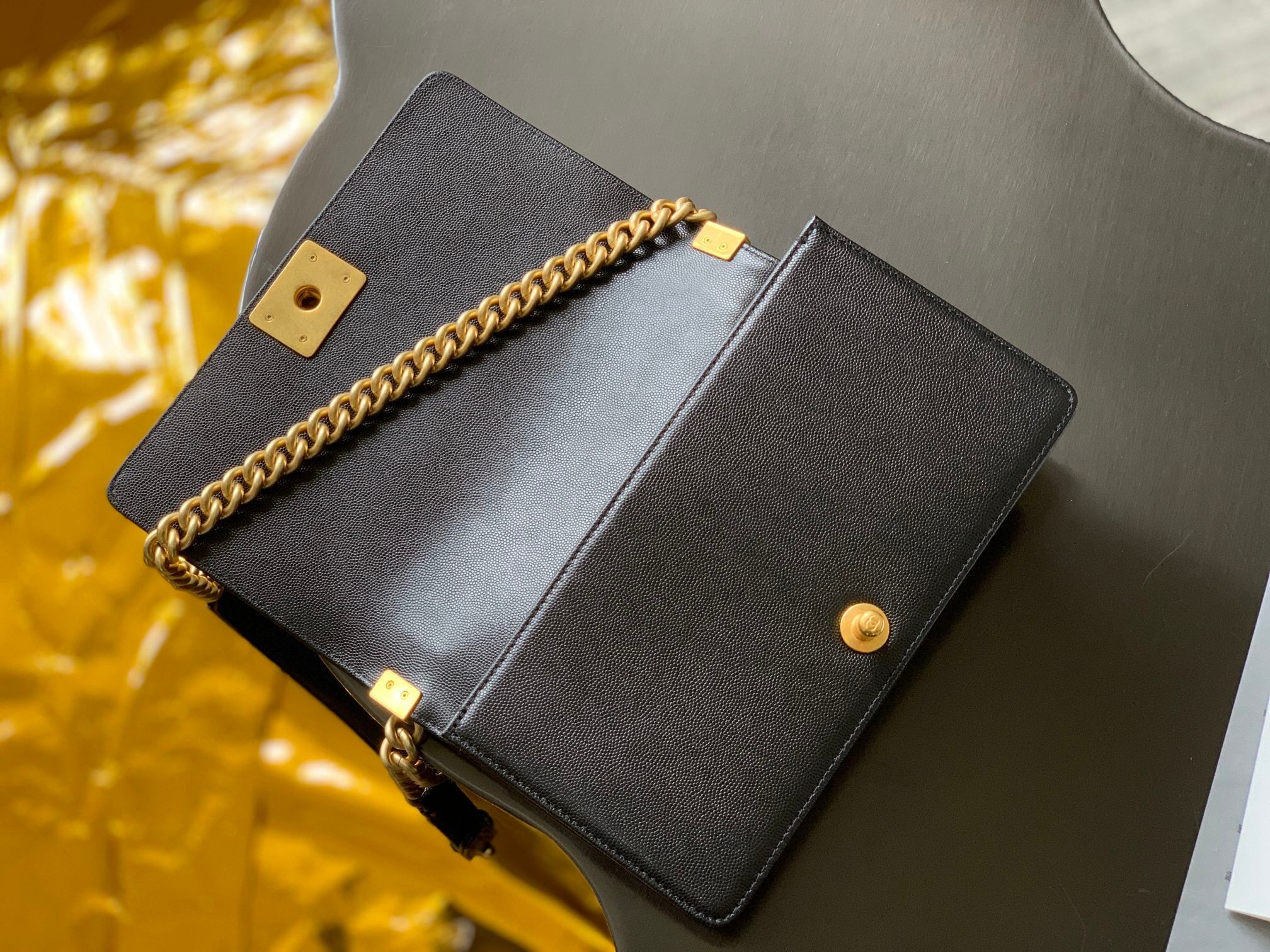 Chanel Boy Grained Shiny Calfskin Shoulder Handbag - Image 10