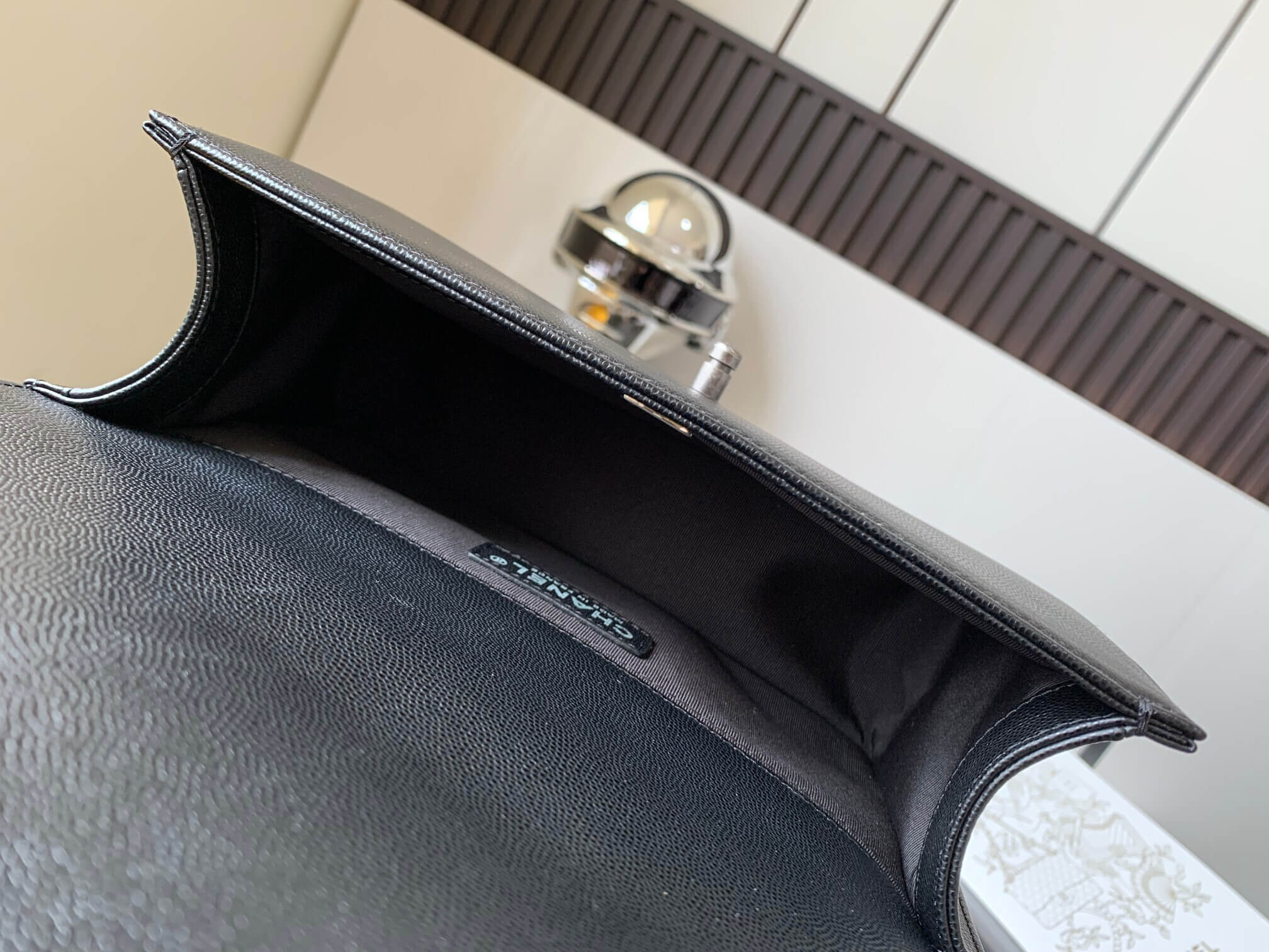 Chanel Boy Grained Shiny Calfskin Shoulder Handbag - Image 18