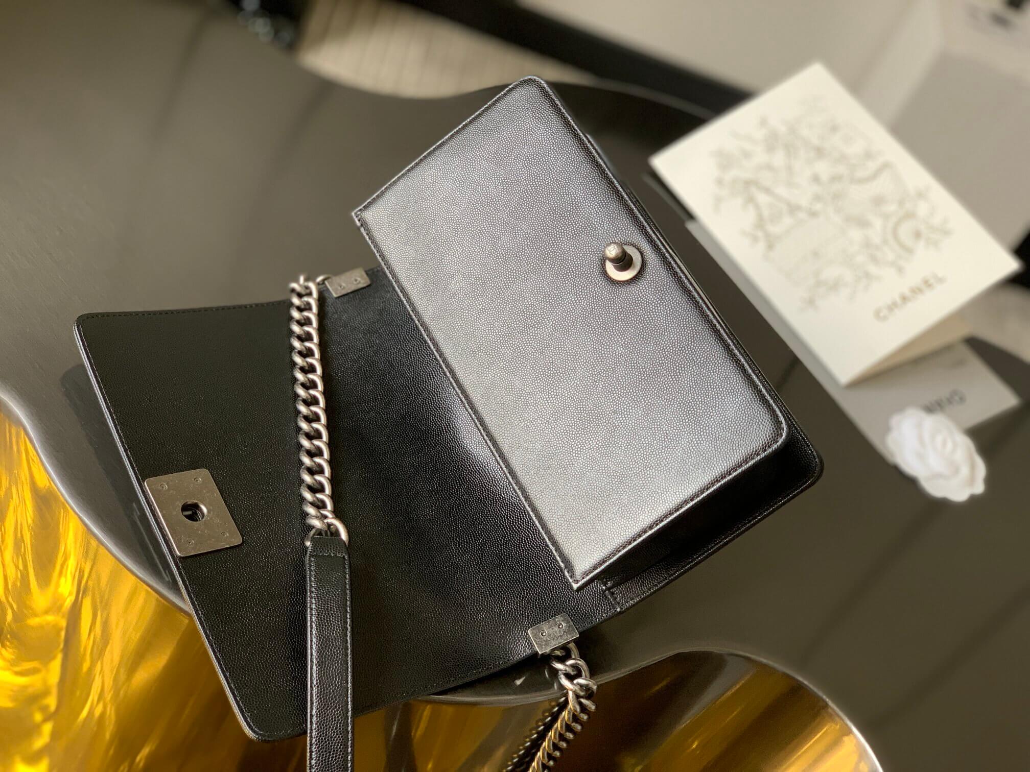 Chanel Boy Grained Shiny Calfskin Shoulder Handbag - Image 19