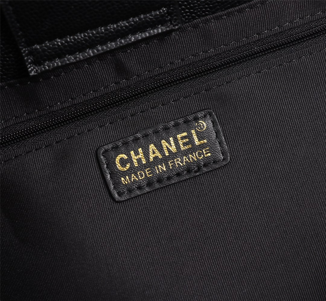 Chanel Caviar Tote Shopping Shoulder HandBag Black - Image 4