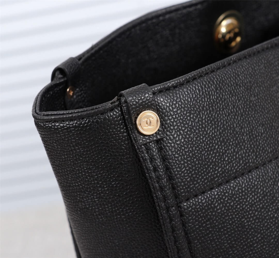Chanel Caviar Tote Shopping Shoulder HandBag Black - Image 5