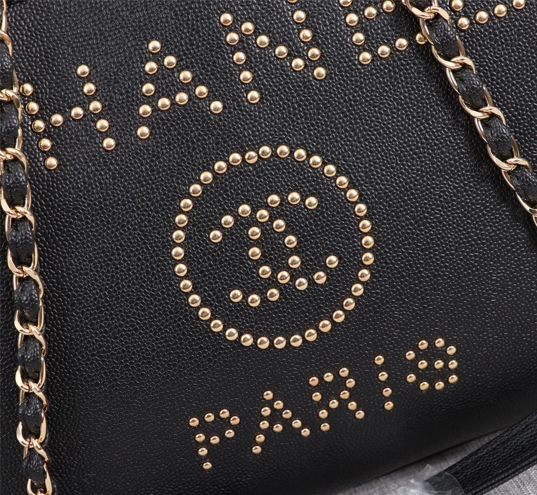 Chanel Caviar Tote Shopping Shoulder HandBag Black - Image 7