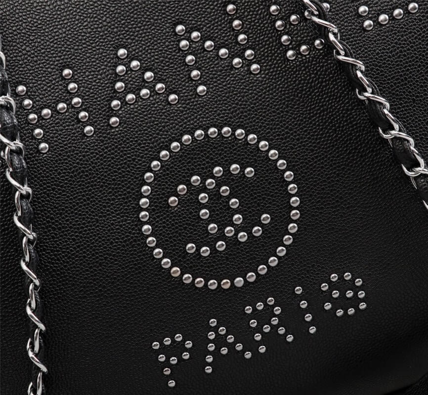 Chanel Caviar Tote Shopping Shoulder HandBag Black - Image 15