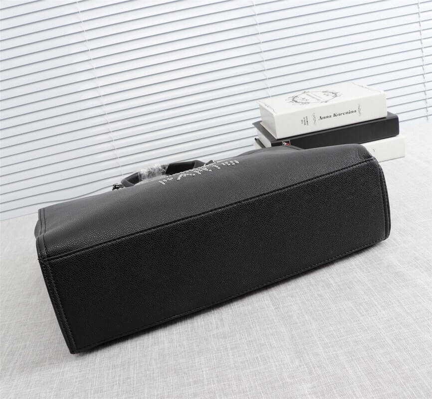 Chanel Caviar Tote Shopping Shoulder HandBag Black - Image 17