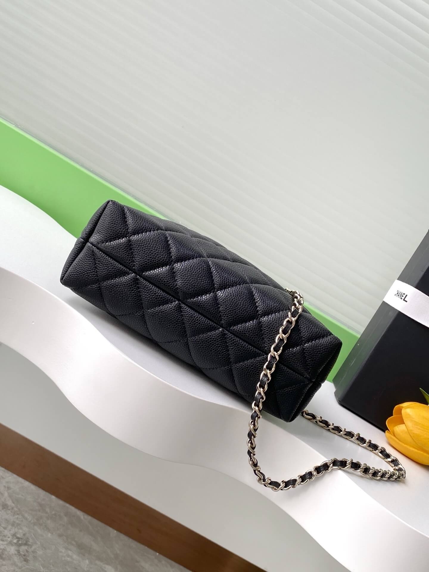 Chanel Coco Crush Handle Clutch With Chain Caviar Leather Shoulder Crossbody Handbag - Image 9