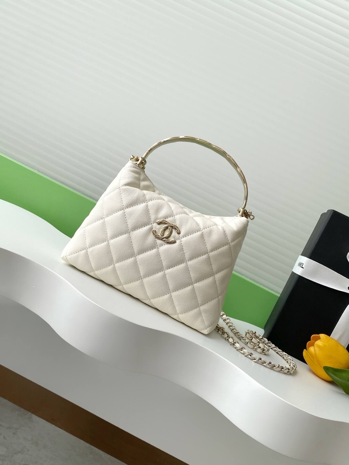 Chanel Coco Crush Handle Clutch With Chain Caviar Leather Shoulder Crossbody Handbag - Image 10