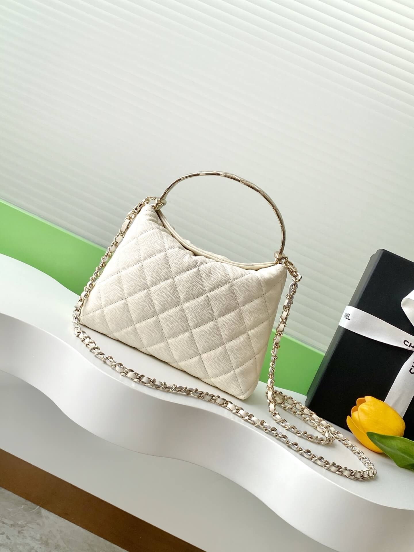 Chanel Coco Crush Handle Clutch With Chain Caviar Leather Shoulder Crossbody Handbag - Image 11