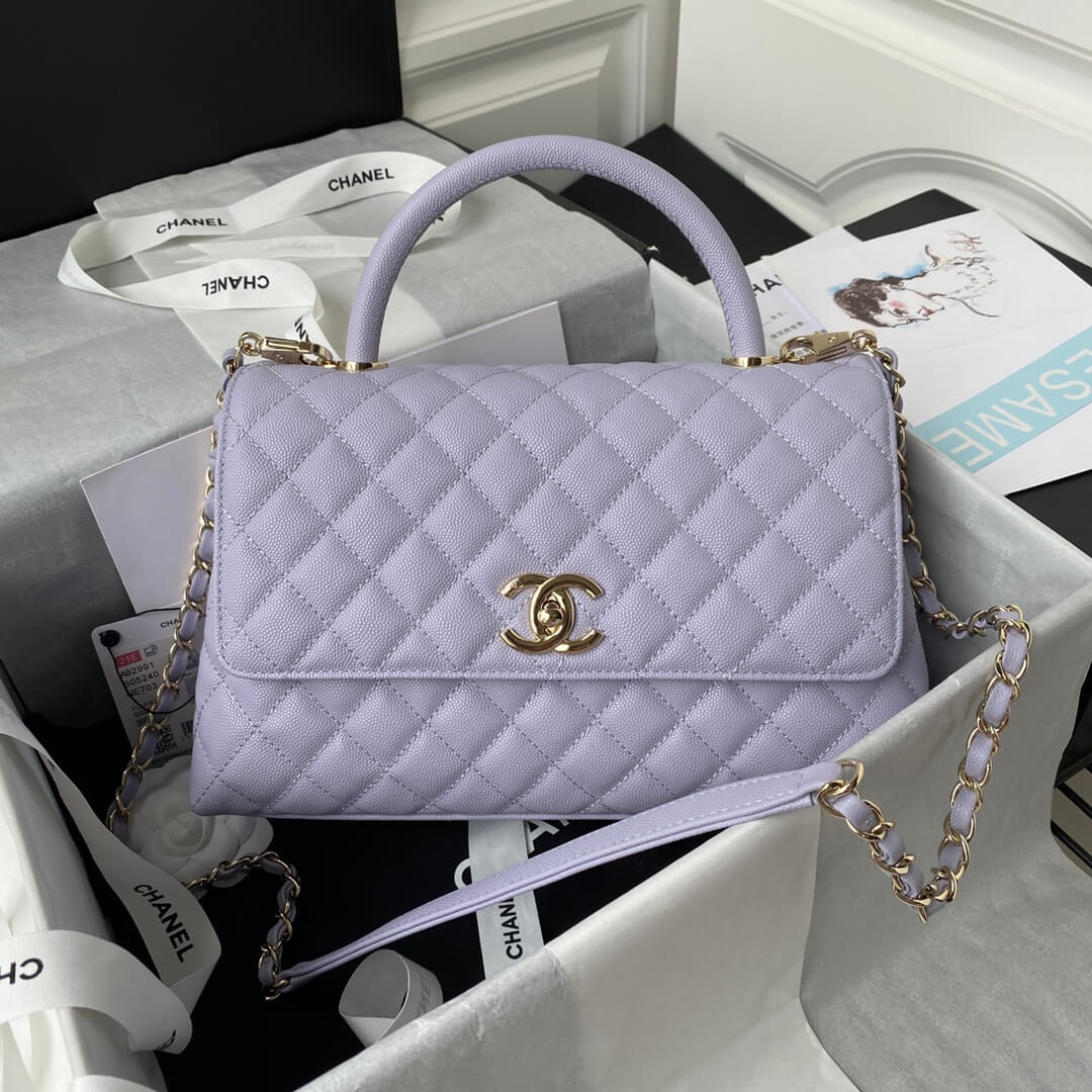 Chanel Coco Handle Quilted Caviar Leather Shoulder Crossbody Handbag - Image 10