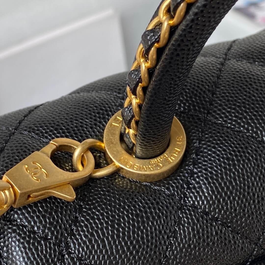 Chanel Coco Handle Quilted Caviar Leather Shoulder Crossbody Handbag - Image 25