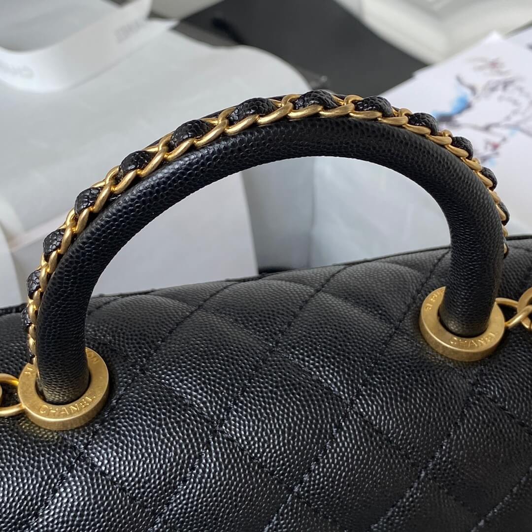 Chanel Coco Handle Quilted Caviar Leather Shoulder Crossbody Handbag - Image 26