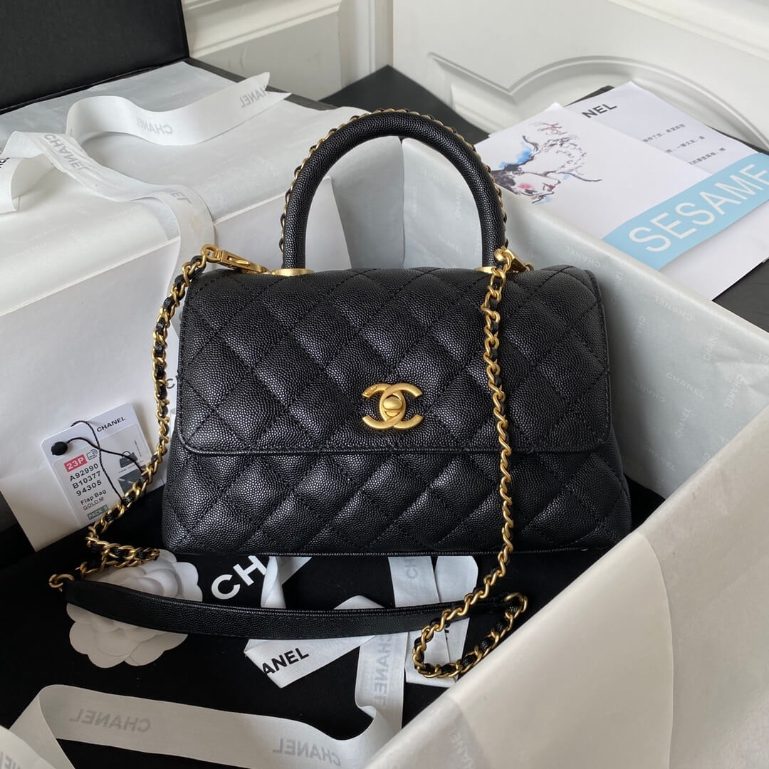 Chanel Coco Handle Quilted Caviar Leather Shoulder Crossbody Handbag - Image 19