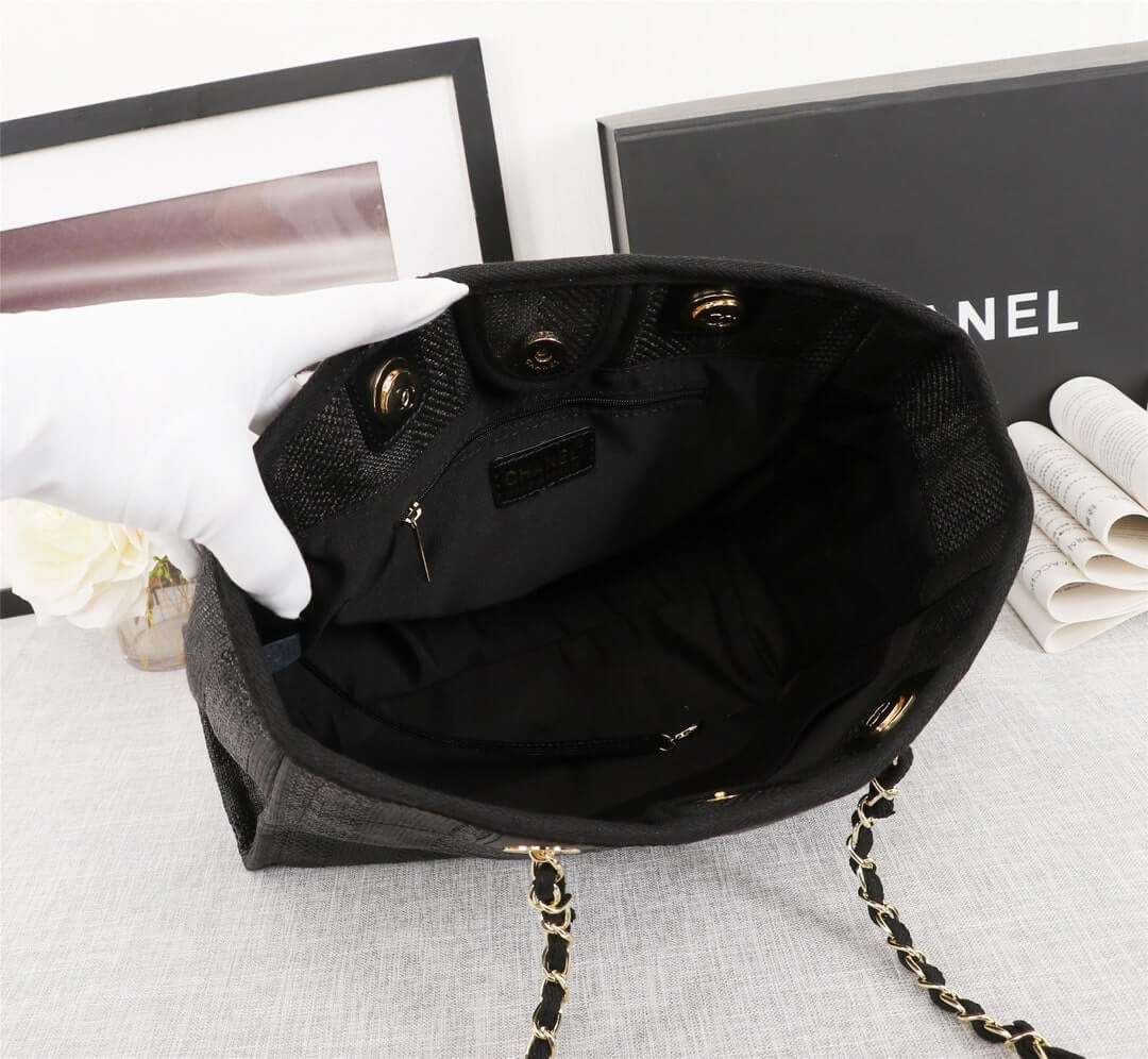 Chanel Deauville Tote 38 Denim Canvas Shoulder HandBag - Image 12