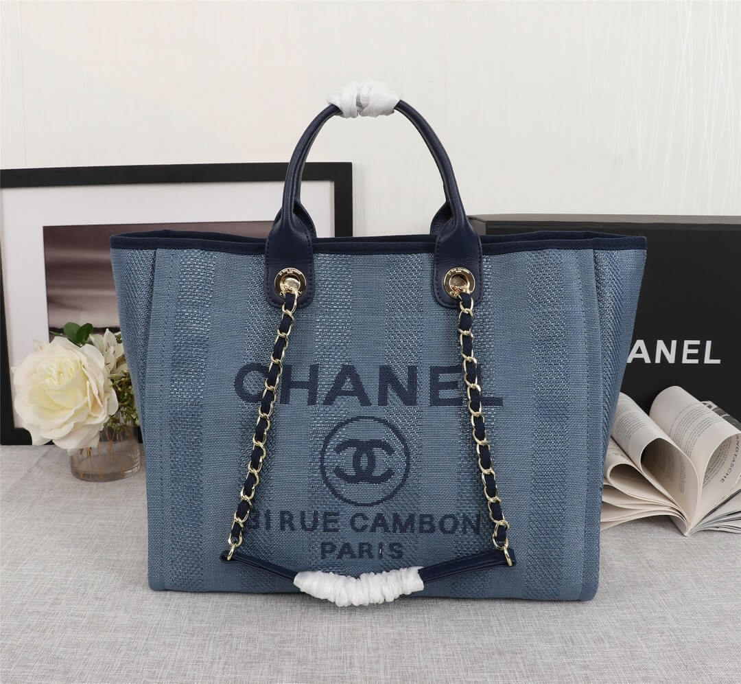 Chanel Deauville Tote 38 Denim Canvas Shoulder HandBag - Image 26