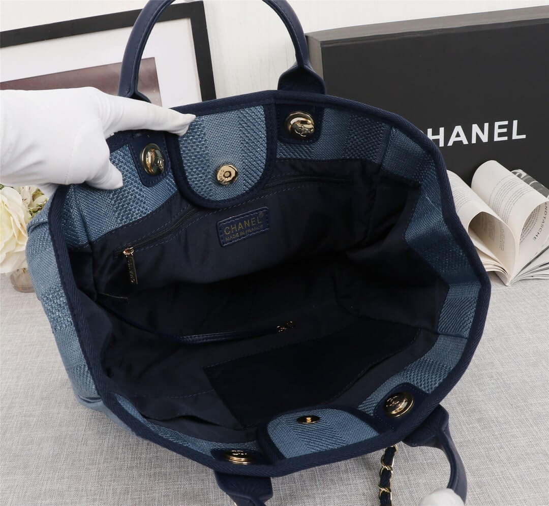 Chanel Deauville Tote 38 Denim Canvas Shoulder HandBag - Image 28