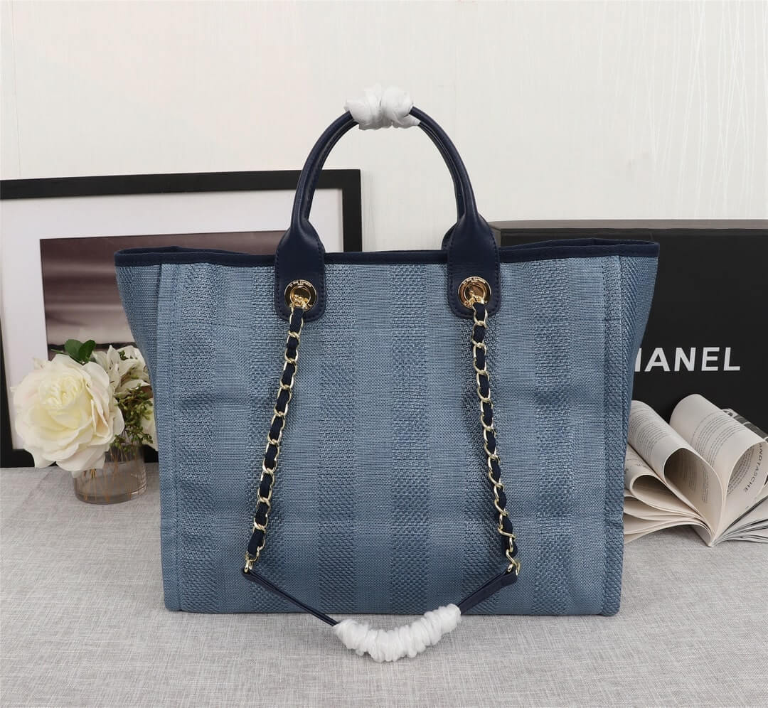 Chanel Deauville Tote 38 Denim Canvas Shoulder HandBag - Image 27