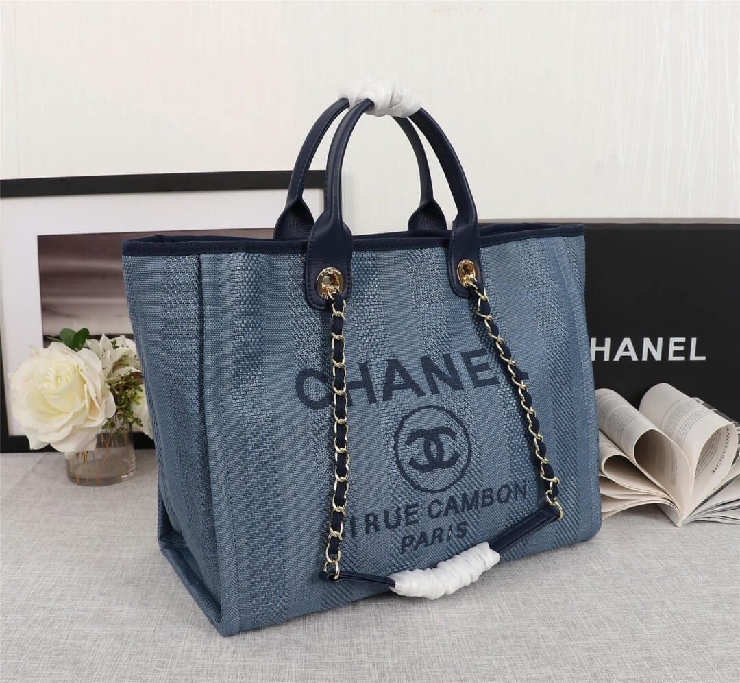 Chanel Deauville Tote 38 Denim Canvas Shoulder HandBag - Image 32