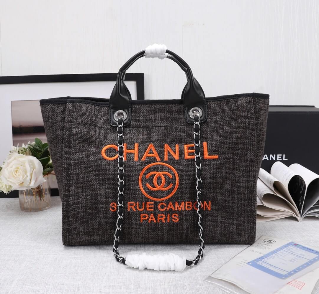 Chanel Deauville Tote 38 Denim Canvas Shoulder HandBag