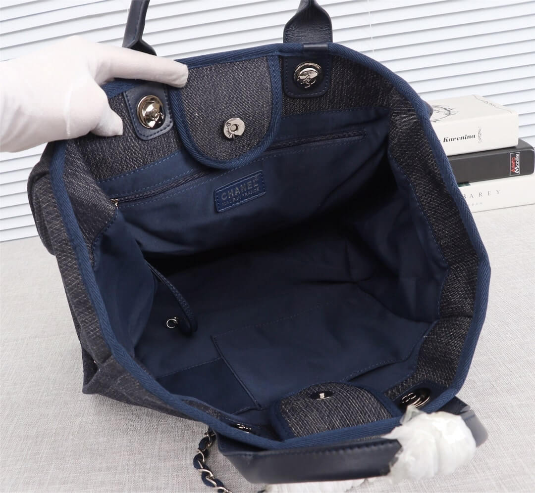 Chanel Deauville Tote 39cm Denim Canvas Shoulder HandbBag - Image 119