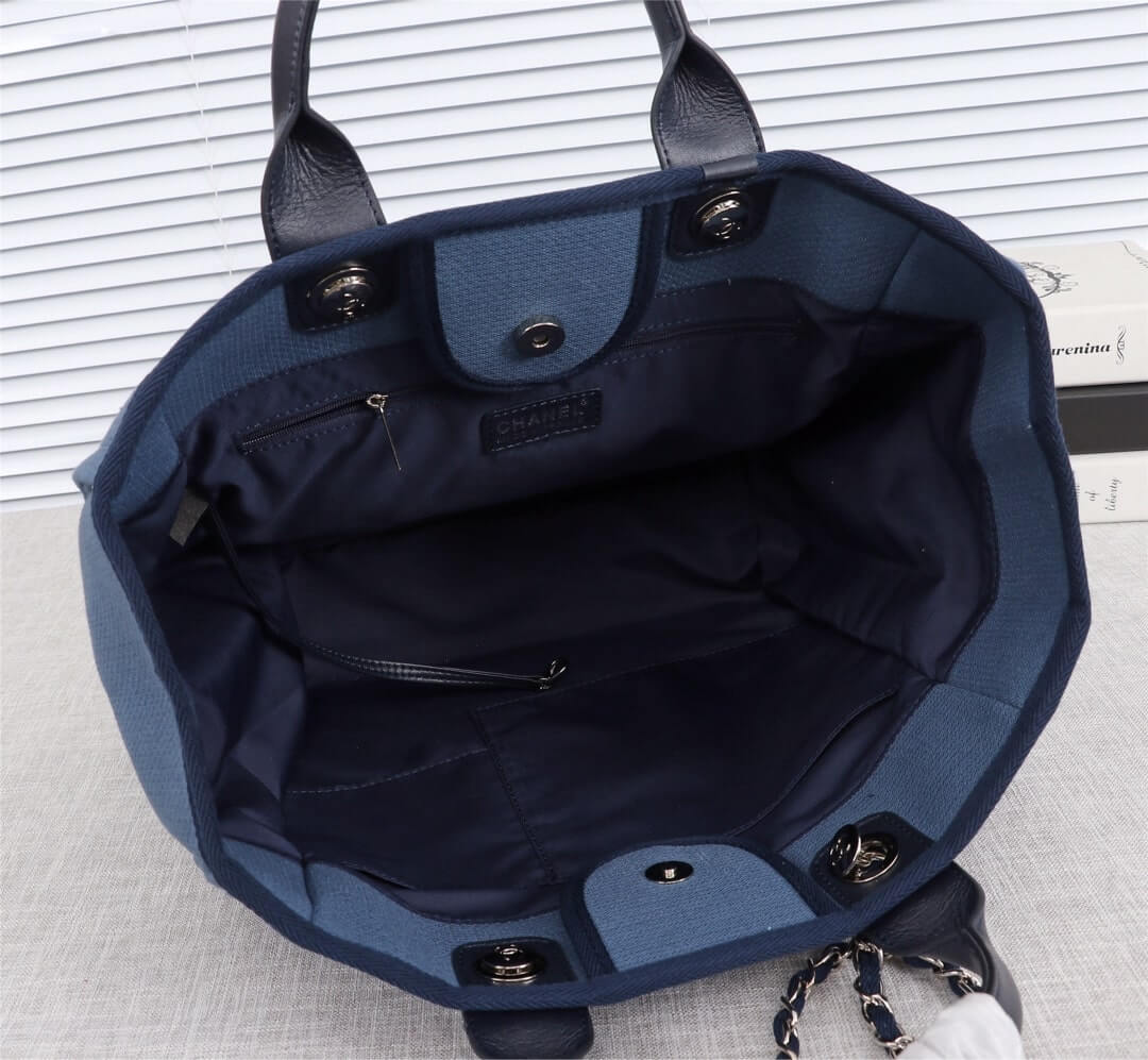Chanel Deauville Tote 39cm Denim Canvas Shoulder HandbBag - Image 110