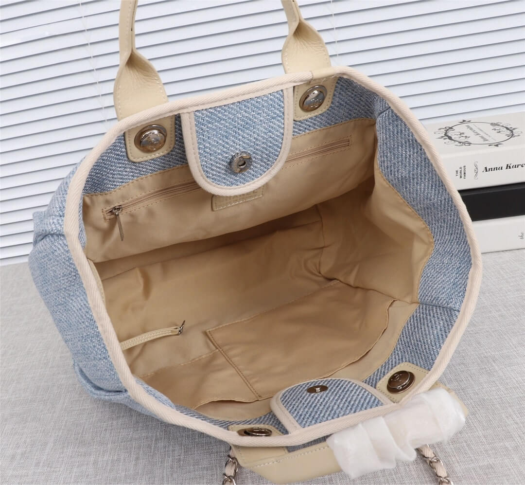 Chanel Deauville Tote 39cm Denim Canvas Shoulder HandbBag - Image 39
