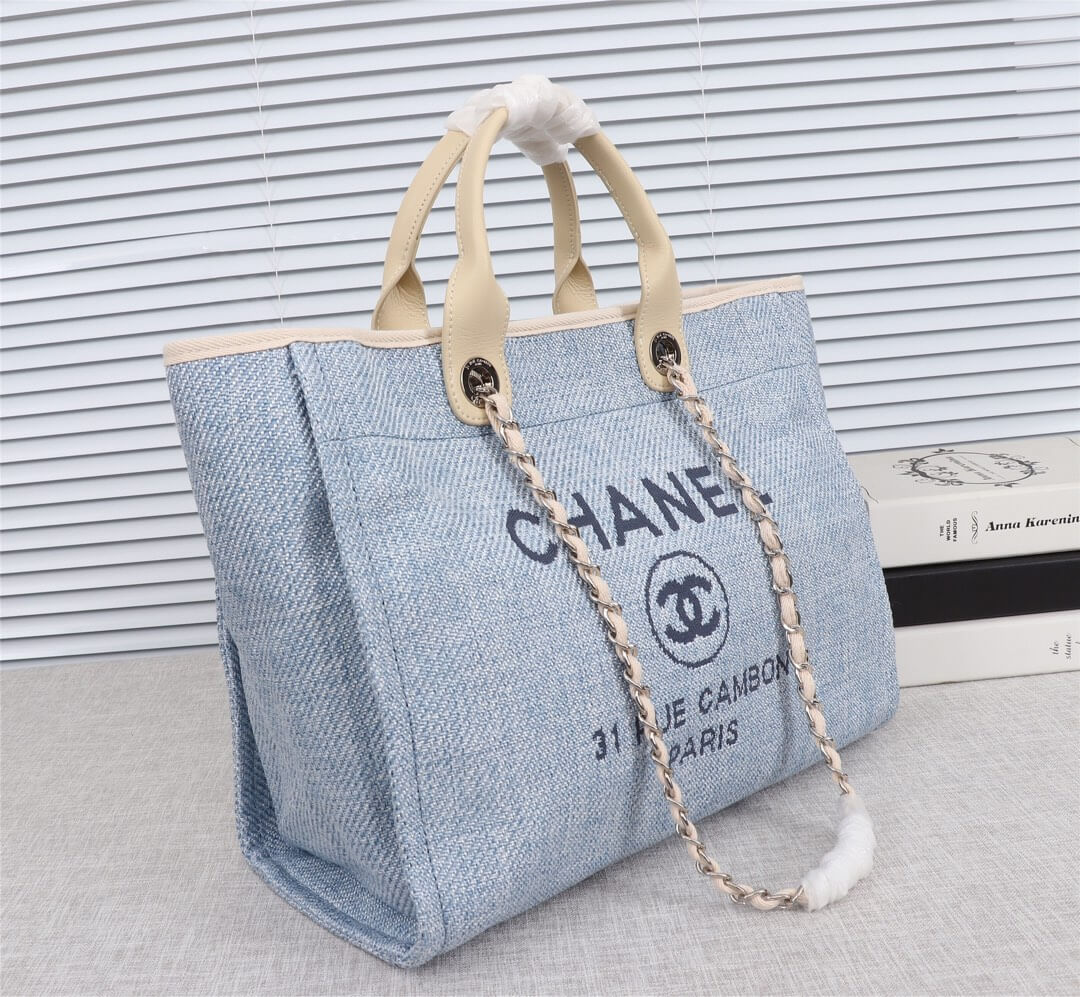 Chanel Deauville Tote 39cm Denim Canvas Shoulder HandbBag - Image 43