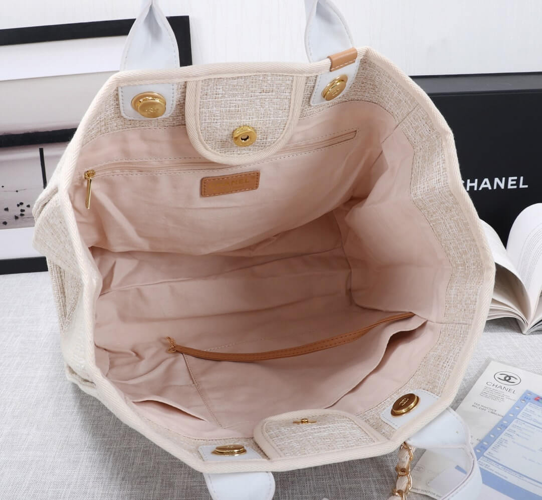 Chanel Deauville Tote 39cm Denim Canvas Shoulder HandbBag - Image 12