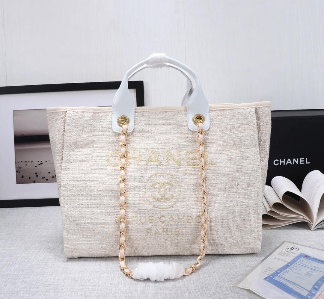 Chanel Deauville Tote 39cm Denim Canvas Shoulder HandbBag - Image 10