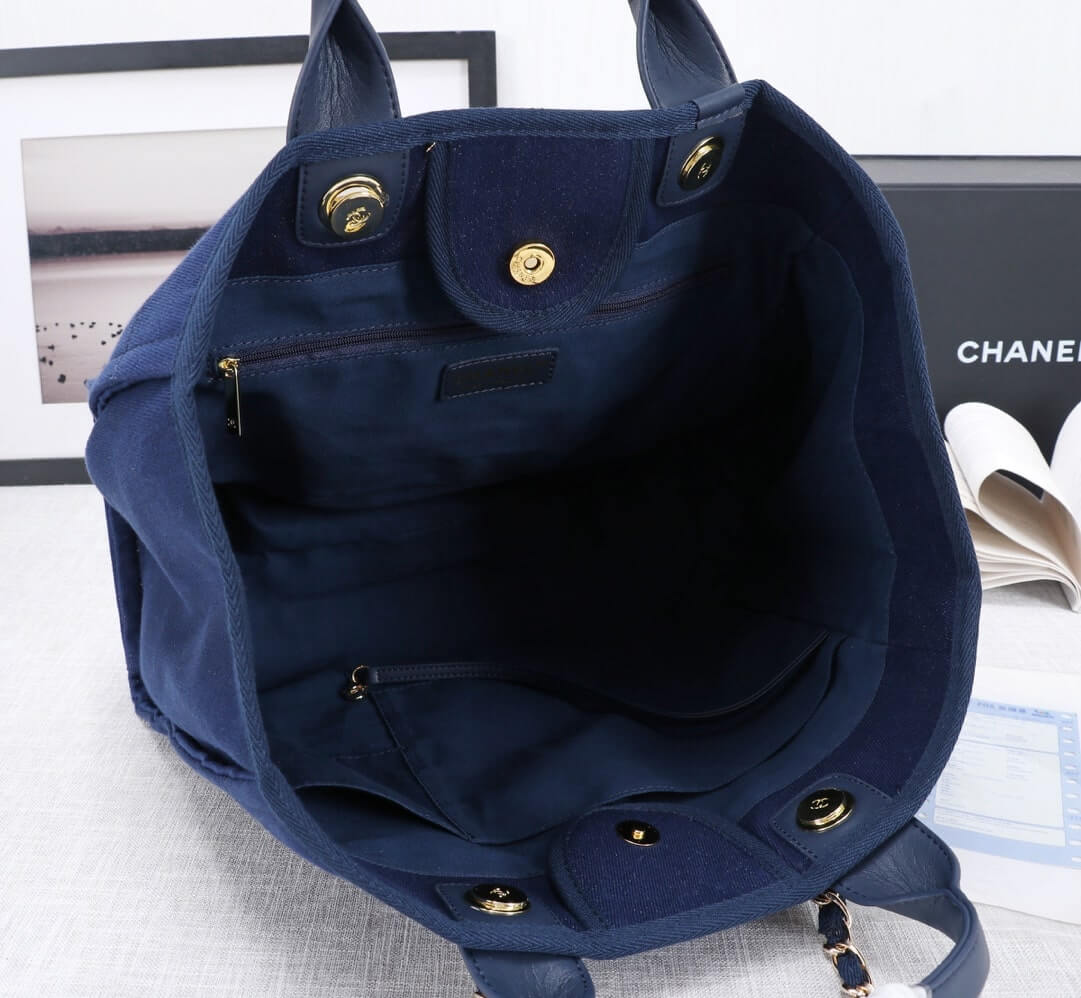 Chanel Deauville Tote 39cm Denim Canvas Shoulder HandbBag - Image 101