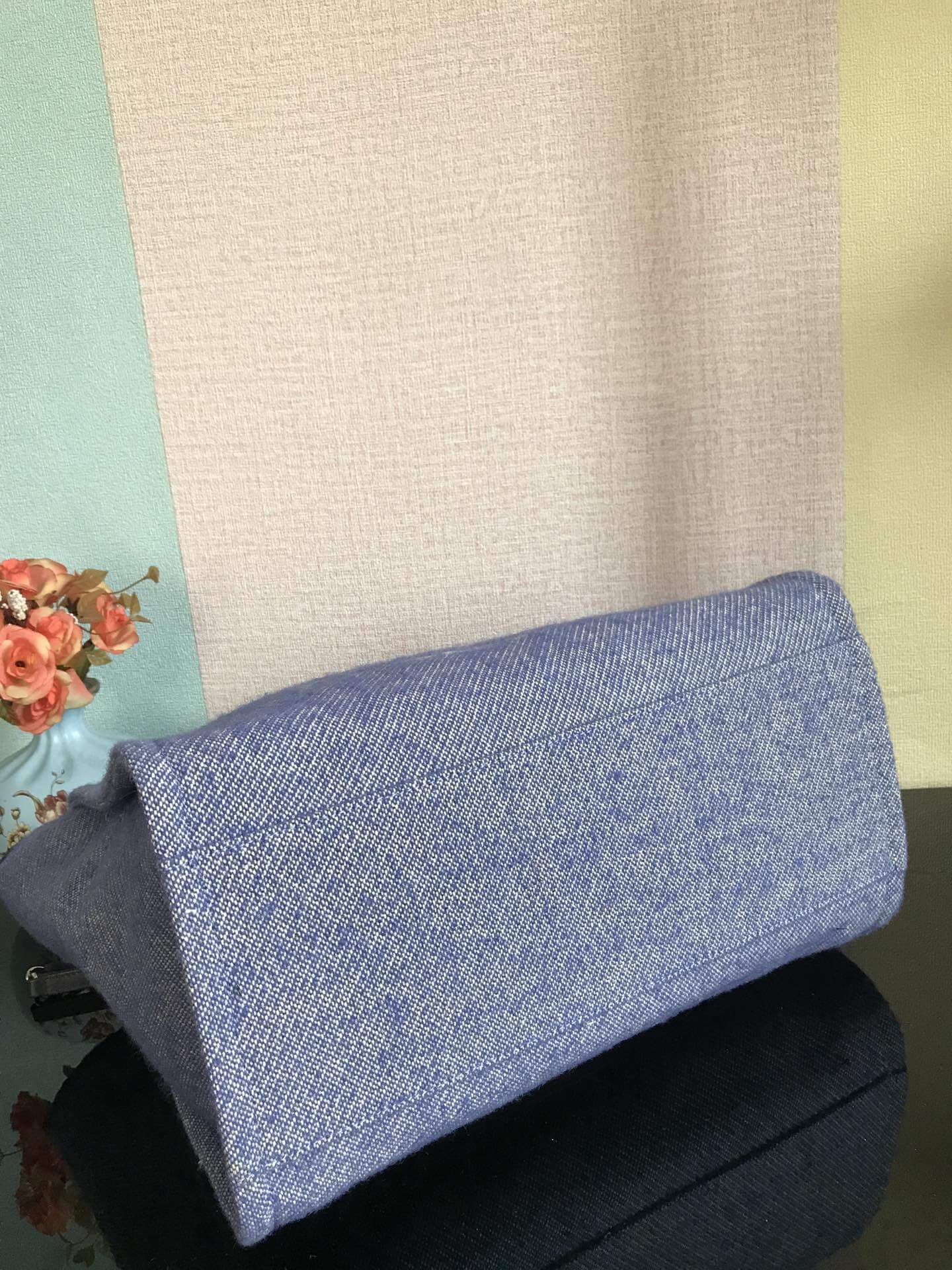 Chanel Deauville Tote 50 Denim Canvas Shoulder HandBag Velvet Blue - Velvet Green - Velvet Red - Velvet Cream White - Velvet Black - Image 9