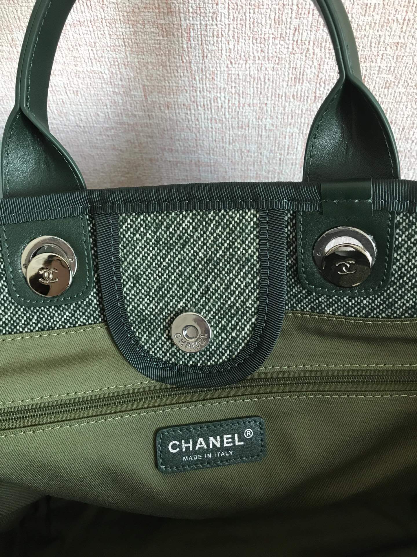Chanel Deauville Tote 50 Denim Canvas Shoulder HandBag Velvet Blue - Velvet Green - Velvet Red - Velvet Cream White - Velvet Black - Image 14