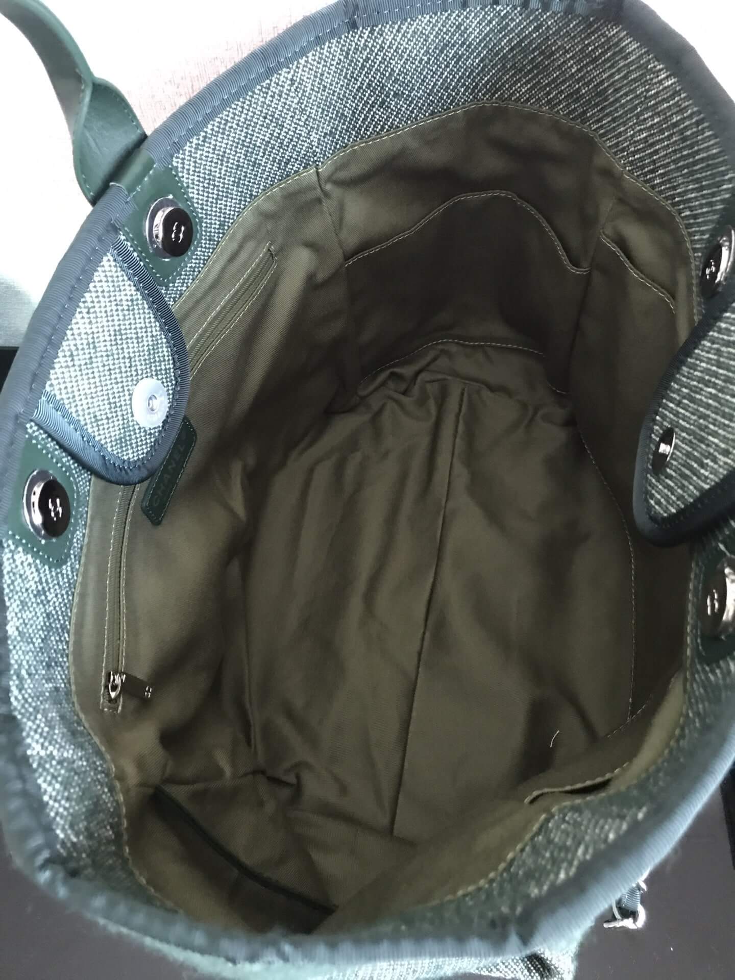 Chanel Deauville Tote 50 Denim Canvas Shoulder HandBag Velvet Blue - Velvet Green - Velvet Red - Velvet Cream White - Velvet Black - Image 12