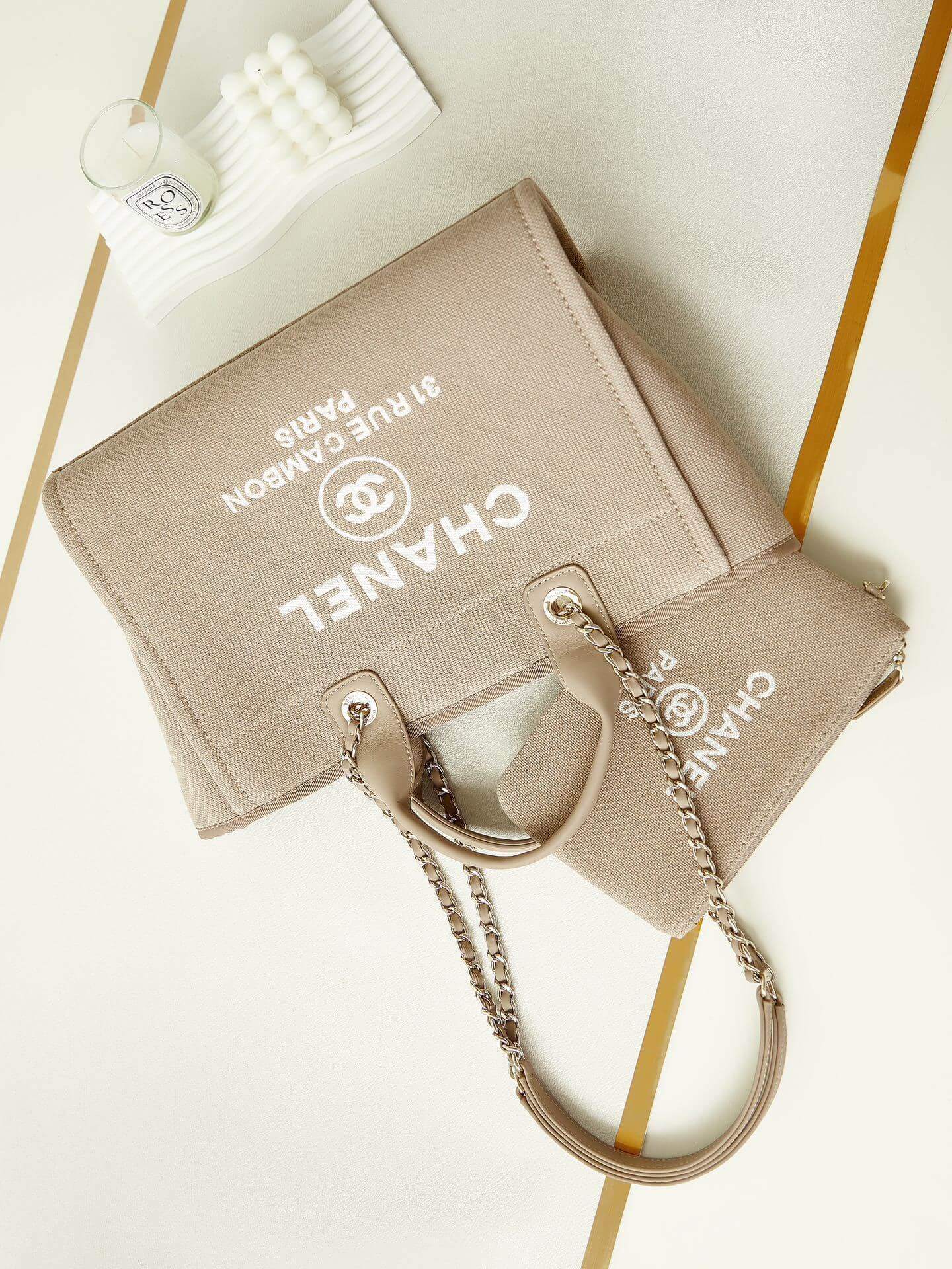 Chanel Deauville Tote Canvas Small Shoulder HandBag - Image 96