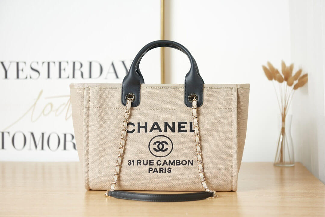 Chanel Deauville Tote Canvas Small Shoulder HandBag - Image 79